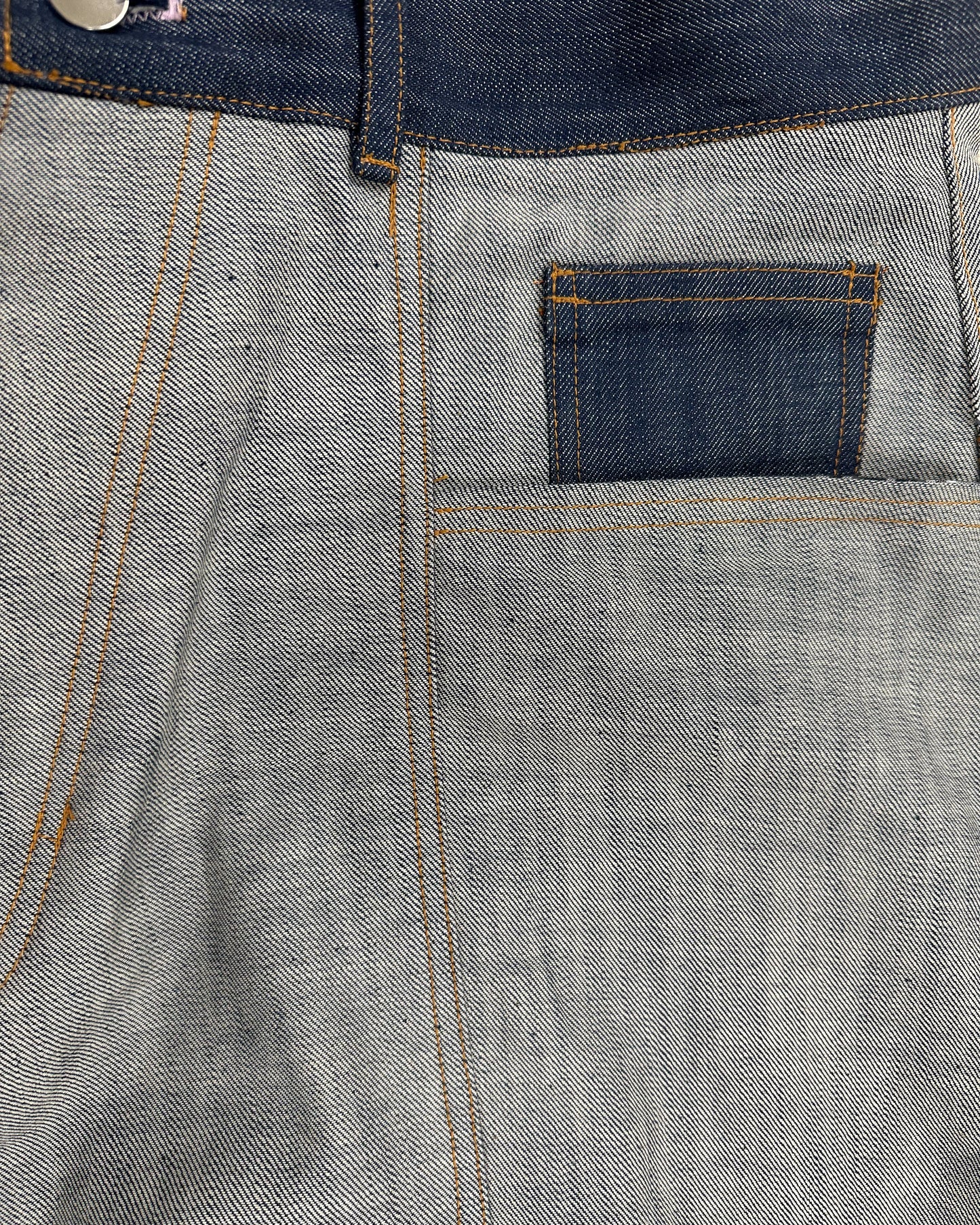 Size 34" Reversed Denim Cargos w/ Pink Leather