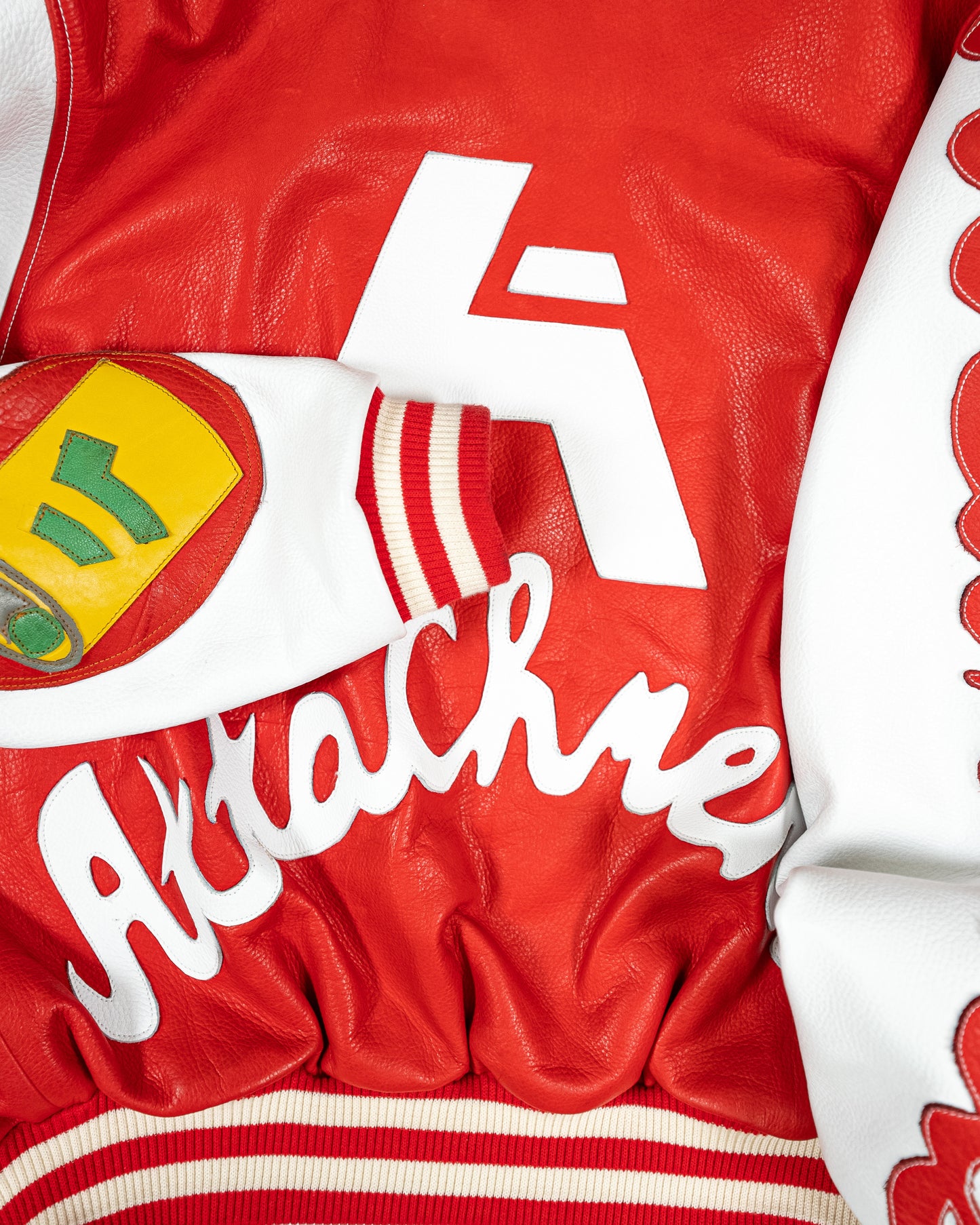Large Red & White Cow Leather Varsity Jacket