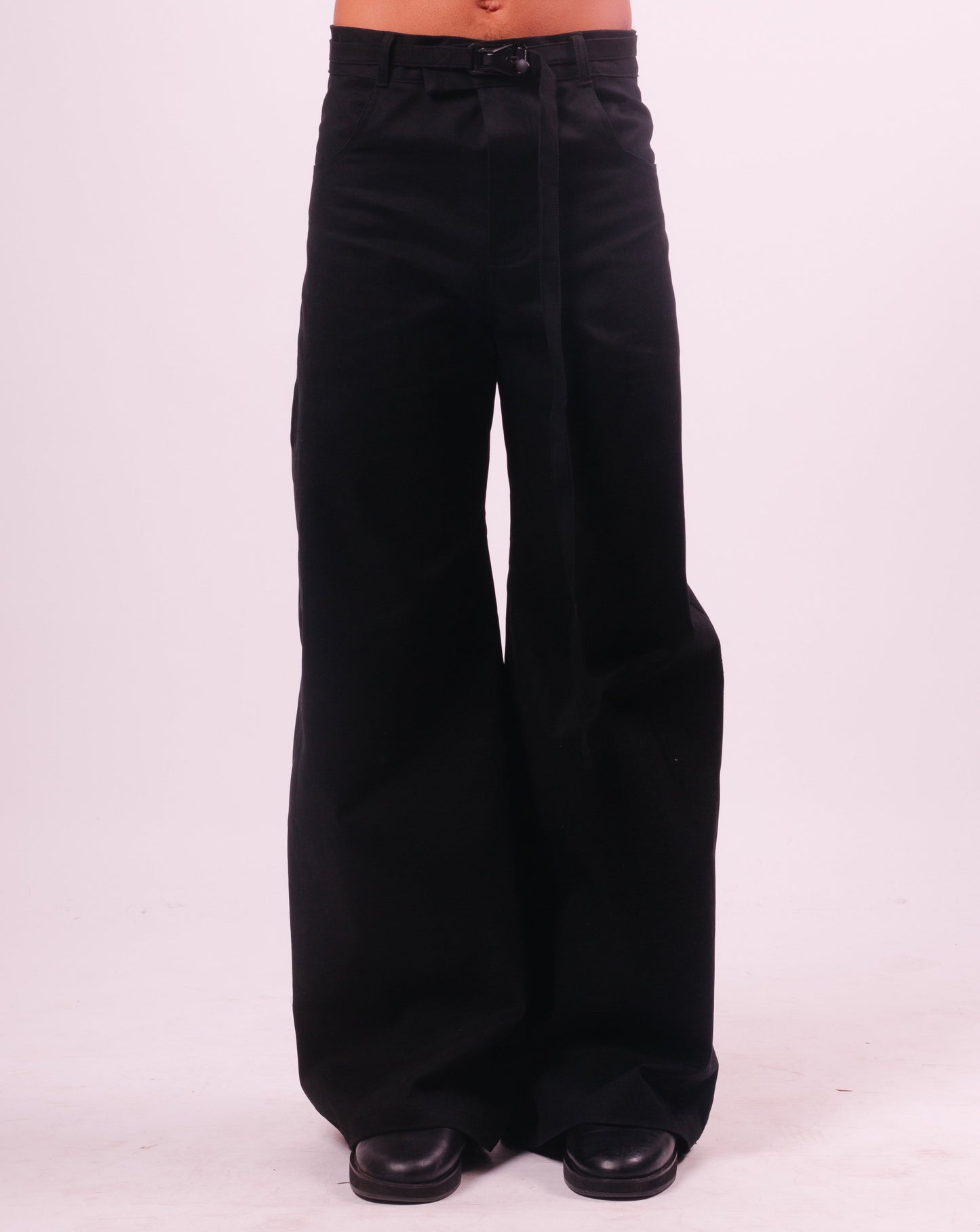 Black Twill "Mushroom" Wide Leg Trouser